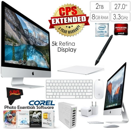 6Ave Apple iMac MK482LL/A 27-Inch Retina 5K Display Desktop 3.3GHz 8GB 2TB Fusion Drive + Universal Stylus for Tablets + 7 Port USB Hub (White) + 7 Port USB Hub (White)