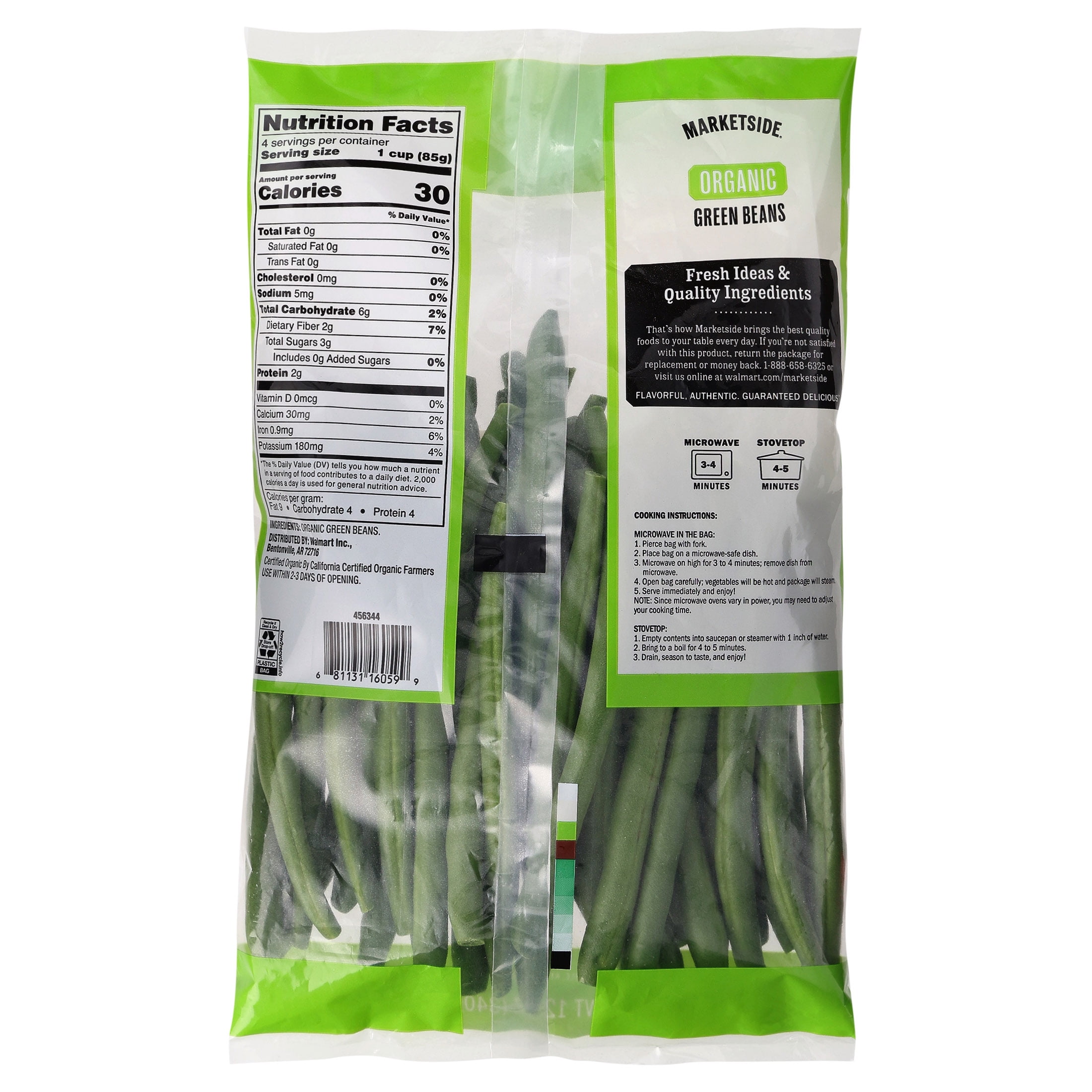Marketside Fresh Refrigerated Organic Green Beans, 12 oz Bag