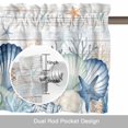 thumbnail image 6 of Summer Marine Life Valance Curtain for Windows Watercolor Starfish Ocean Shell Conch Wood Grain Rod Pocket Curtain Valances Short Window Treatments for Kitchen Bathroom Laundry Basement 42 x 18 Inch, 6 of 9