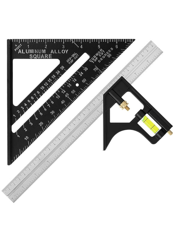 Mr. Pen- Rafter Square and Combination Square Tool Set, Black, 7" Speed Square, 12" Aluminum Carpenter Square