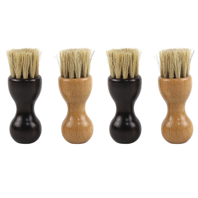 Cepillo de madera para zapatos, 4 unidades, multifunción, color negro y caqui.