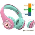 thumbnail image 6 of Riwbox Baosilon CB-7S Cat Kids Headphones Wireless/Wired with Mic, Light Up Bluetooth Headphones Over Ear Volume Limited Safe 75/85/95dB with TF-Card, Children Headphones for School(Pink&Green), 6 of 8
