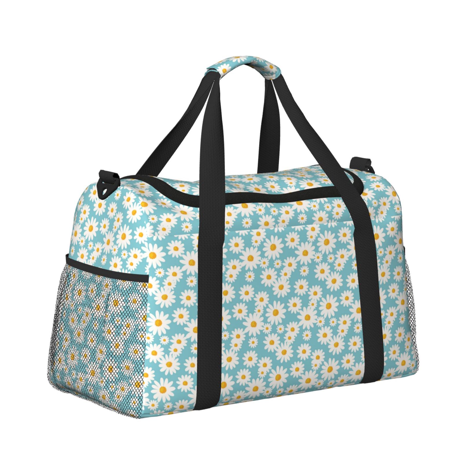 Fuzoiu Daisy Floral A Print Travel Duffle Bag,Carry On Tote Bags,Duffel Bag,Sport Gym Bag, Hospital Bag for Labor and Delivery, Overnight Bag,Luggage Bag