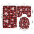 thumbnail image 3 of Red and Black Christmas Snowflake Pattern Bathroom Rugs Sets 3 Piece,Toilet Cover Set,Absorbent Non Slip Bathroom Mats Sets with U-Shaped Contour Rug Toilet Rug Set, 3 of 5