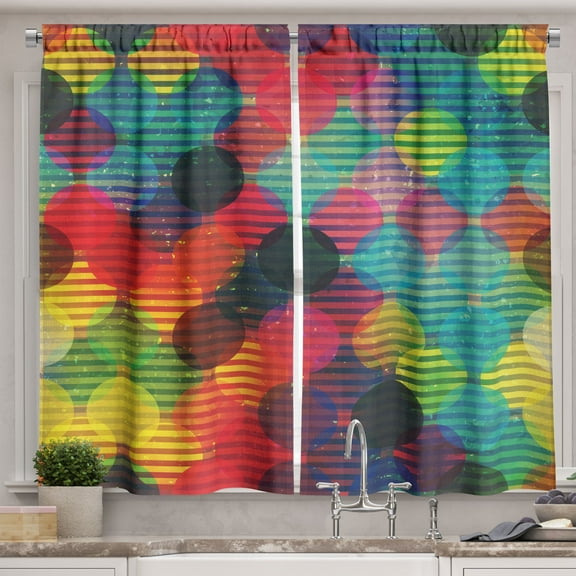 Ambesonne Digital Kitchen Curtains, Futuristic, 55"x45", Multicolor