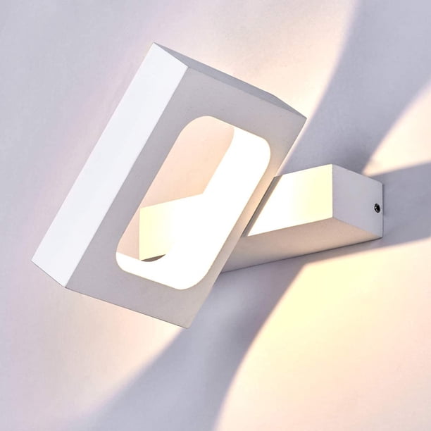 Apliques de pared LED de 10 W para exterior e interior, focos de pared, iluminación para sala de estar, escalera, dormitorio, pasillo, iluminación de pared, 3000 K (luz blanca cálida) (blanco)