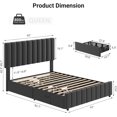thumbnail image 2 of Senfot Queen Size Upholstered Bed Frame with 4 Storage Drawers, No Box Spring Needed,Adjustable Headboard and Wooden Slats Support, Gray, 2 of 9