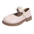 thumbnail image 3 of RotHome Girls Mary Jane Dress Shoes Pearl Strap Ballet Flats Toddler Flower Girl Wedding Party Pumps Comfortable Non-Slip Soft Sole Satin Bow, 3 of 9