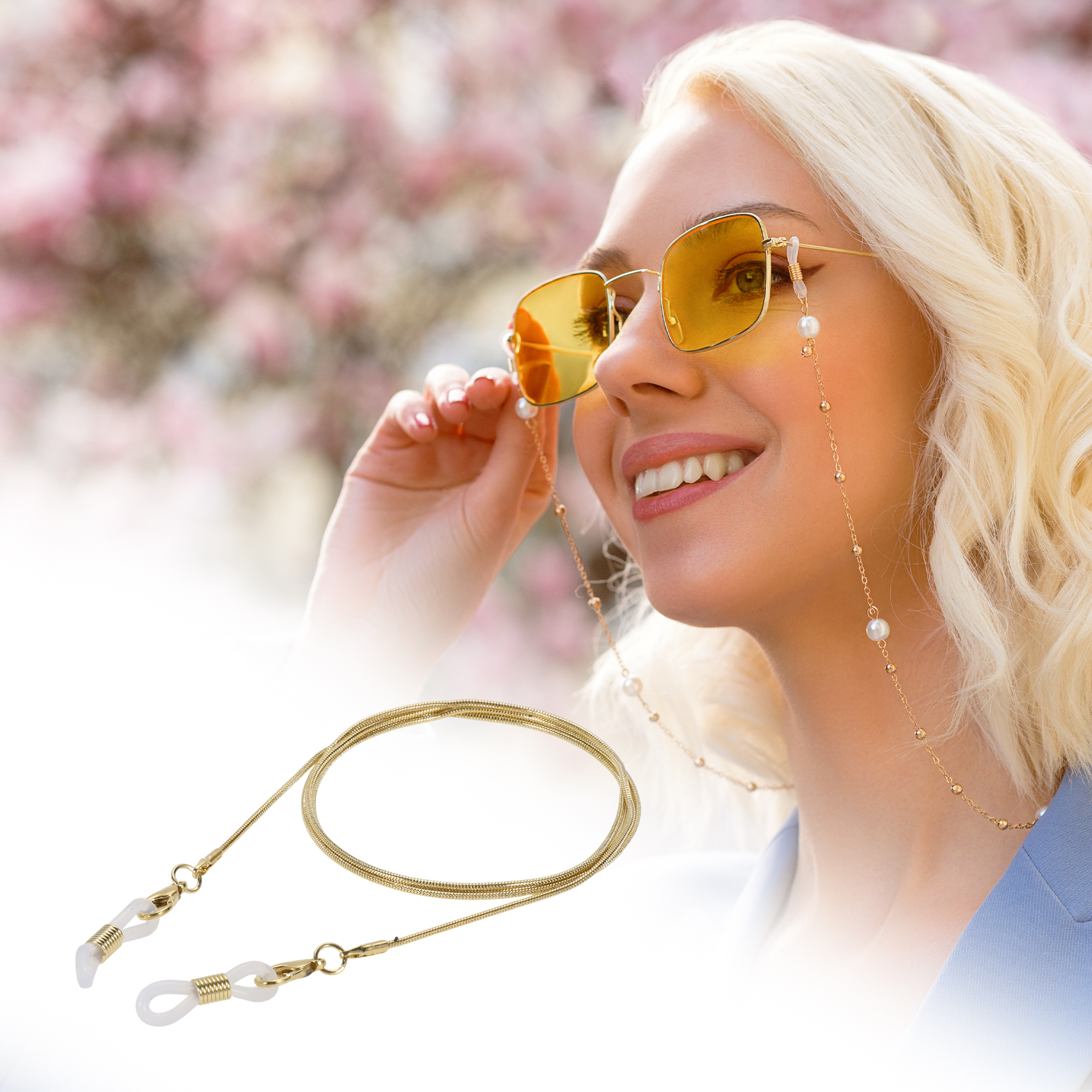 Unique Bargains Copper Snake Chain Pattern Eyeglass Chain 29.53" 1 Pc Light Gold Tone