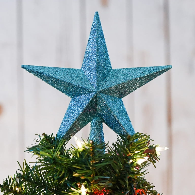 Ornativity White Gold Tree Topper - Christmas Gold 3D Glitter Star Ornament Treetop Decoration