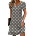 thumbnail image 2 of SMihono Women's Casual A-Line Dresses with Pockets Summer Polka Dot Print Tshirt Dress Short Sleeve Mini Dress Flowy Sundresses Gray XL, 2 of 5