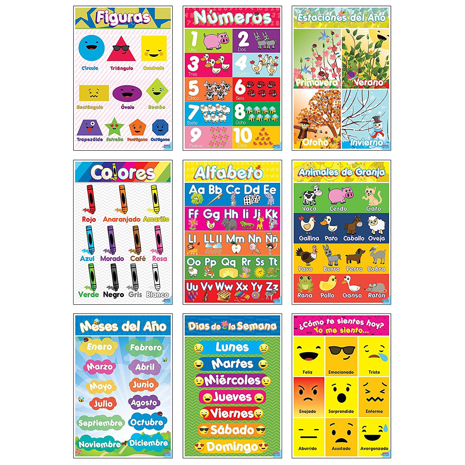 11 Educational Posters Kit for Toddlers and Kids | Perfect 