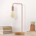 thumbnail image 2 of Rose Gold Table Lamps, Industrial Table Lamps For Bedside, Wooden Base Bedside Lamps, Set Of 2, 2 of 4