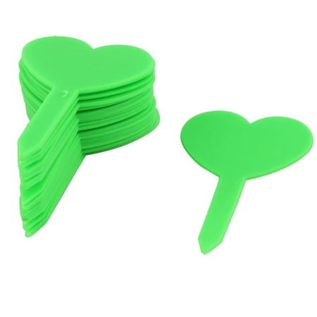 - Household Garden Plastic Heart Shaped Plant Seed Tag Label Marker Green 20pcs