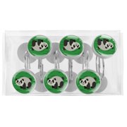 OWNNI Green Pandan Pattern 12-Pack Round Hooks, Stainless Steel Shower Curtain Hooks, Home Decoration Shower Curtain Rings