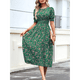 thumbnail image 4 of Vestidos Florales de para Mujer, Estilo Bohemio, Informal, de Verano, con Mangas Abullonadas, Estilo Occidental Verde XL, 4 of 10
