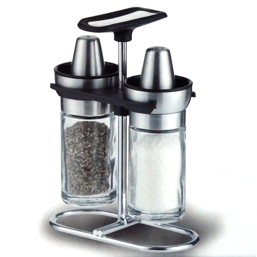 Elegant Design Salt and Pepper Glass Shakers Stainless Steel Bow Tops Glass Salt And Pepper Shakers With Stainless Steel Tops