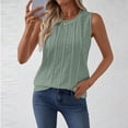 thumbnail image 5 of FAIWAD Womens Tank Tops Solid Color Eyelet Summer Casual Loose Shirts Sleeveless Pleated Blouses, 5 of 9