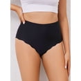 thumbnail image 4 of Women No Show High Waisted Panties Tagless Wave Edge Full Coverage Ladies Briefs Black XL, 4 of 8