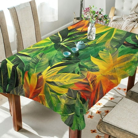 

WOBOGO Tropical Summer Leaf Pattern Square Tablecloth 54×72in Polyester Fabric Tablecloth Washable Dust Resistant Wrinkle Resistant