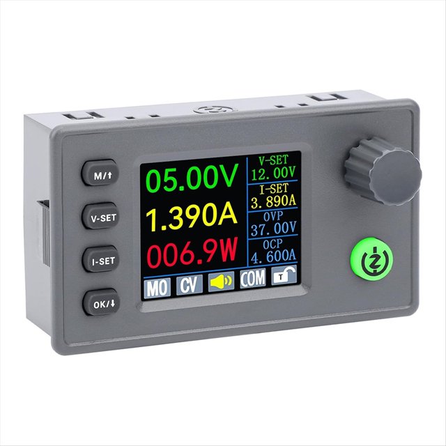 Regulador de Voltaje Ajustable - Convertidor Reductor con Pantalla LCD A Color de 6-36 V A 0,5-36 V, 4,5 A, 40 W para Paneles Solares de Autocaravanas