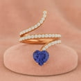 thumbnail image 4 of 7MM Heart Shape Wrap Bypass Ring Natural Tanzanite 925 Silver Rose Vermeil Women Valentines Day Gifts Rings, 4 of 6