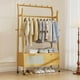 thumbnail image 1 of Perchero de Bambú con Ganchos, Ropero Organizador Estable, Doble Barra, Gabinete y 2 Cajones, Colgador con Amplio Almacenamiento para Recámara, Sala o Clóset, 102 * 40 * 172CM (Beige), 1 of 3