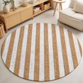 thumbnail image 4 of Brown Stripes 7FT Round Area Rugs for Living Room Modern Abstract Linens Farmhouse Ultra-Thin Non-Slip Round Rugs Machine Washable Low Pile Circle Carpet for Bedroom Kitchen Nursery, 4 of 9