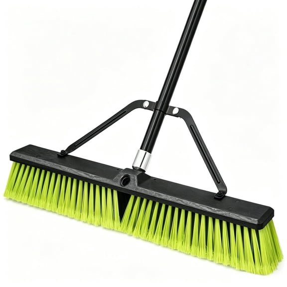 TidyBliss 24" Push Broom Outdoor Heavy Duty with 63 inches Long Handle (Green)