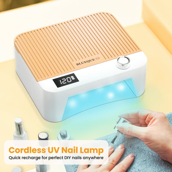 Cordless UV LED Nail Lamp, 60W Rechargeable Nail Dryer Gel Polish Light, Intelligent Auto Sensor LCD Display Nail Lamp  With 4 Timer Setting