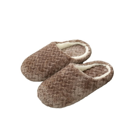 

Lacyhop 1/2Pair Women Men Winter Warm Jacquard Soft Bottom Cotton Suede Anti-Slip Slippers Indoor Shoes