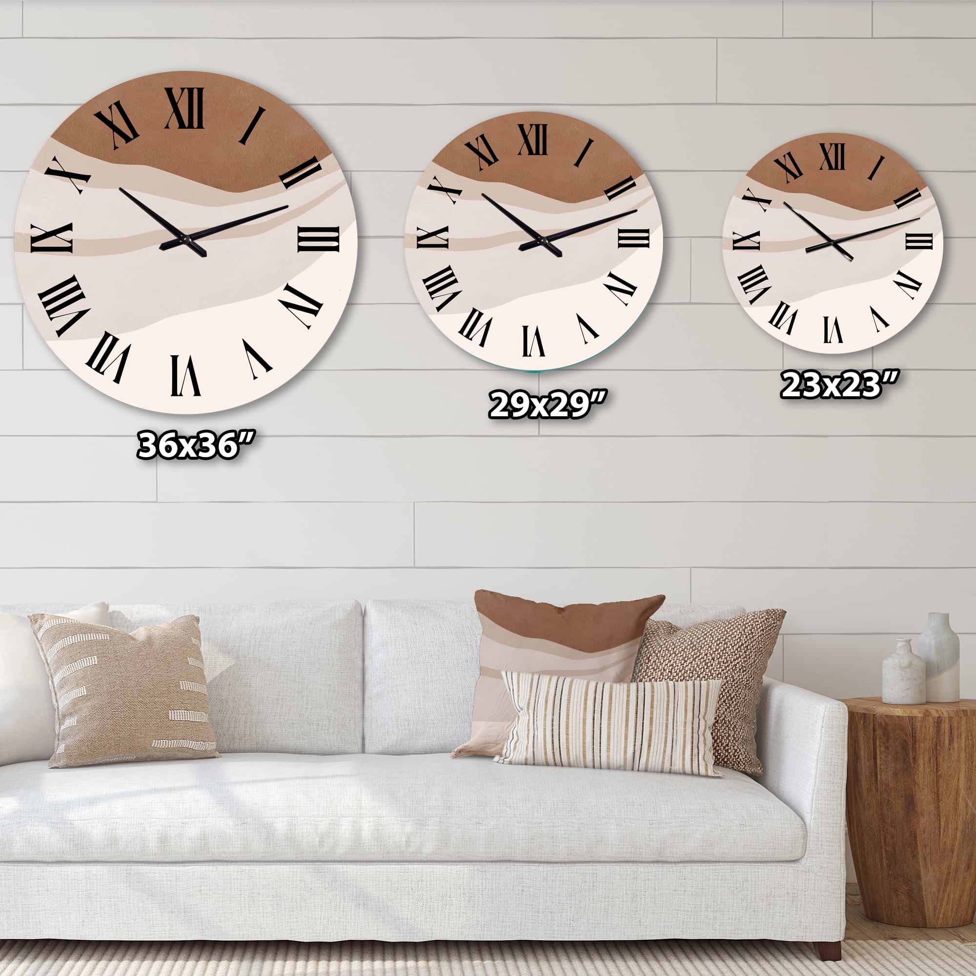 Designart 'Terracotta And Ivory Shapes With Scuff Effect' Modern Wall Clock