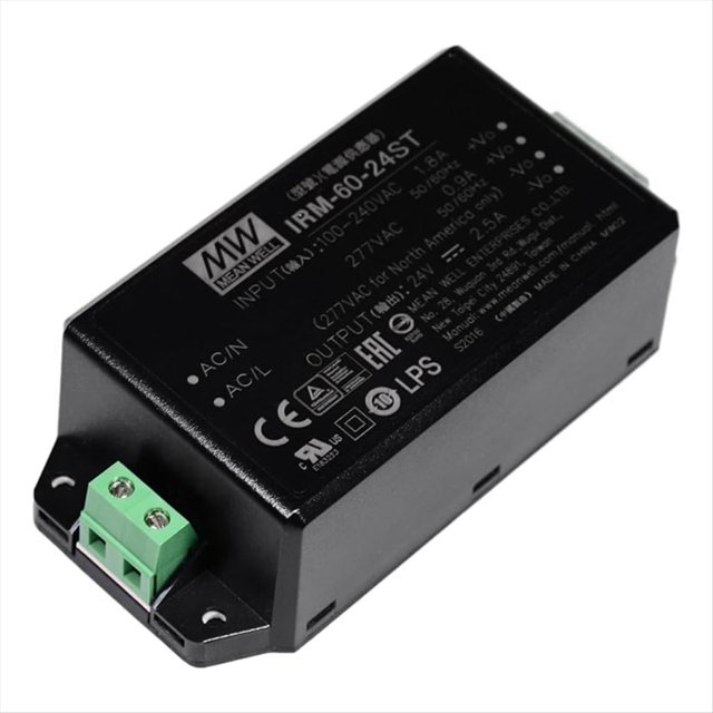 Fuente de Alimentación Conmutada de 60W 24V 1.25A, Transformador Convertidor de Controlador de Fuente de Alimentación AC-DC Tipo Terminal de Tornillo IRM-60-24ST