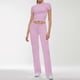 thumbnail image 2 of Conjunto de 2 piezas para mujer: top corto de manga corta y pantalones rectos, estilo deportivo informal, tallas reales para primavera/verano, 2 of 6