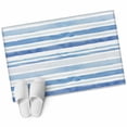thumbnail image 2 of Blue Stripes Washable Small Entryway Area Rugs 2'x3', Abstract Watercolor Gradient Blue White Stripes Low Pile Throw Rug Non-Slip Sturdy Edge Binding Carpet for Front Door Floor Room Entry, 2 of 9