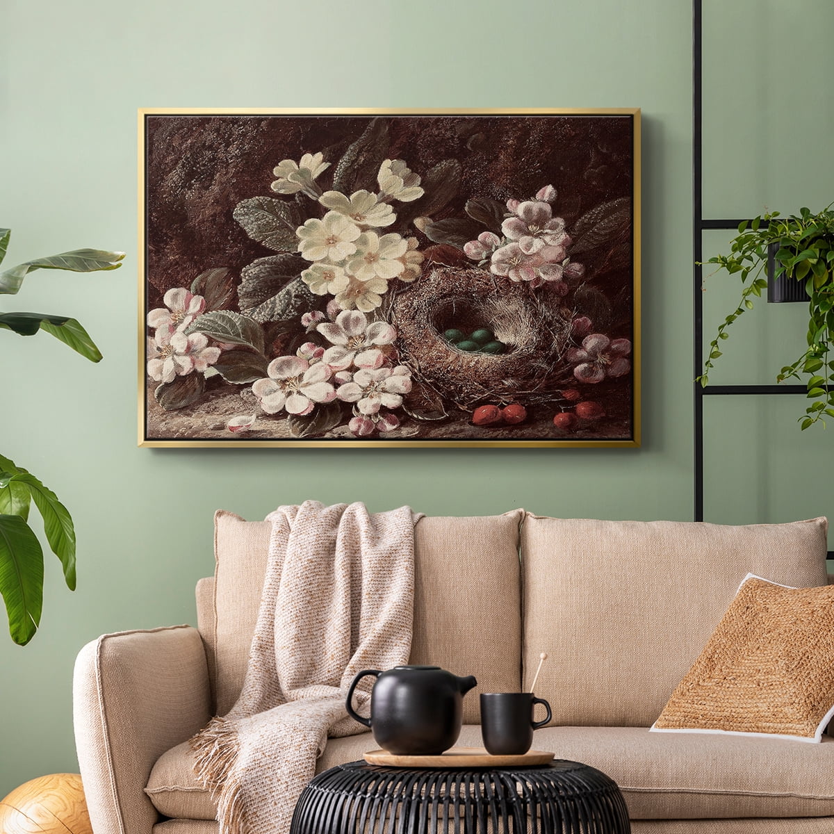 Vintage Botanical Print-LI By Wexford Home Framed in Gold Wood Gallery Wrapped Canvas 27 in. x 41 in.