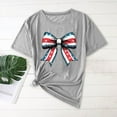 thumbnail image 2 of Feancey American Flag T Shirts for Women Cute Bow Patriotic Tops 4th of July Casual Short Sleeve Graphic Tees Novelty Holiday Gifts Gray S, 2 of 5