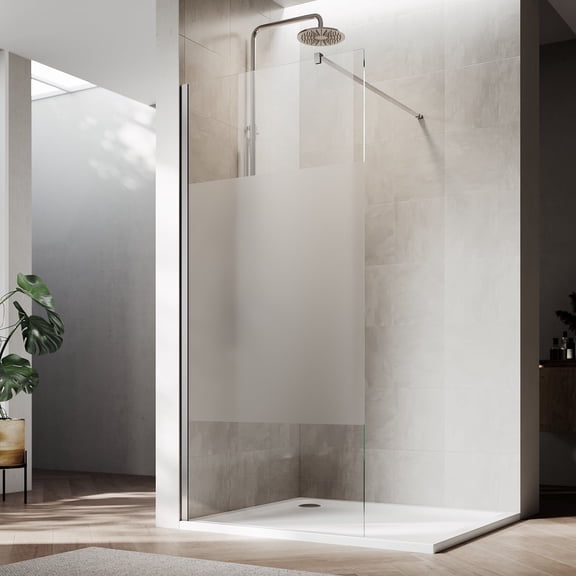 Sunny Shower Frosted Glass Shower Door 30"Wx72"H Aluminum Frame