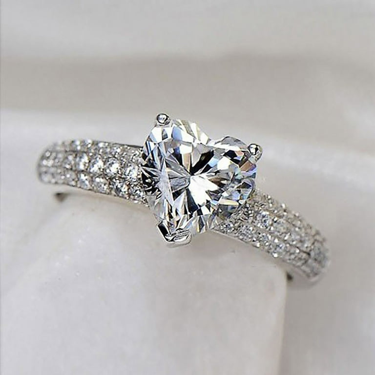 Valentine Promise Rings for Her with Engagement Ring Box 