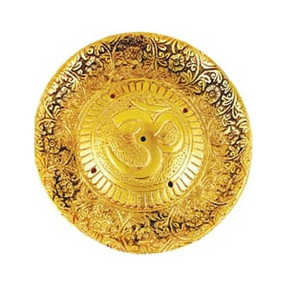Round OM Golden Incense Brass Burner 4.5" Ash Catcher