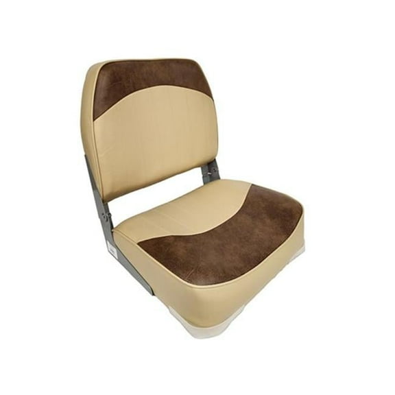 19 in. Fold Down Low Back Boat Seat, Sand & Brown