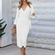 thumbnail image 4 of Moda mujer Sexy Casual nalgas cuello en V sólido vendaje vestido largo Leeve Fridja  yut5483, 4 of 9