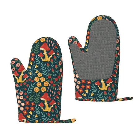

Hirioo Berries and Flowers for Silicone Oven Mitts for BBQ Baking Cooking Set of 2 Heat Resistant 260℃ Non-Slip Kitchen Essentials