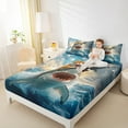 thumbnail image 4 of Feelyou Kawaii Ocean Sealife Bed Sheets, Cat Riding Shark King Sheets, Teens Boys Girls Kids Sheet Set, Microfiber Bedroom Decor, 4pcs, 4 of 7