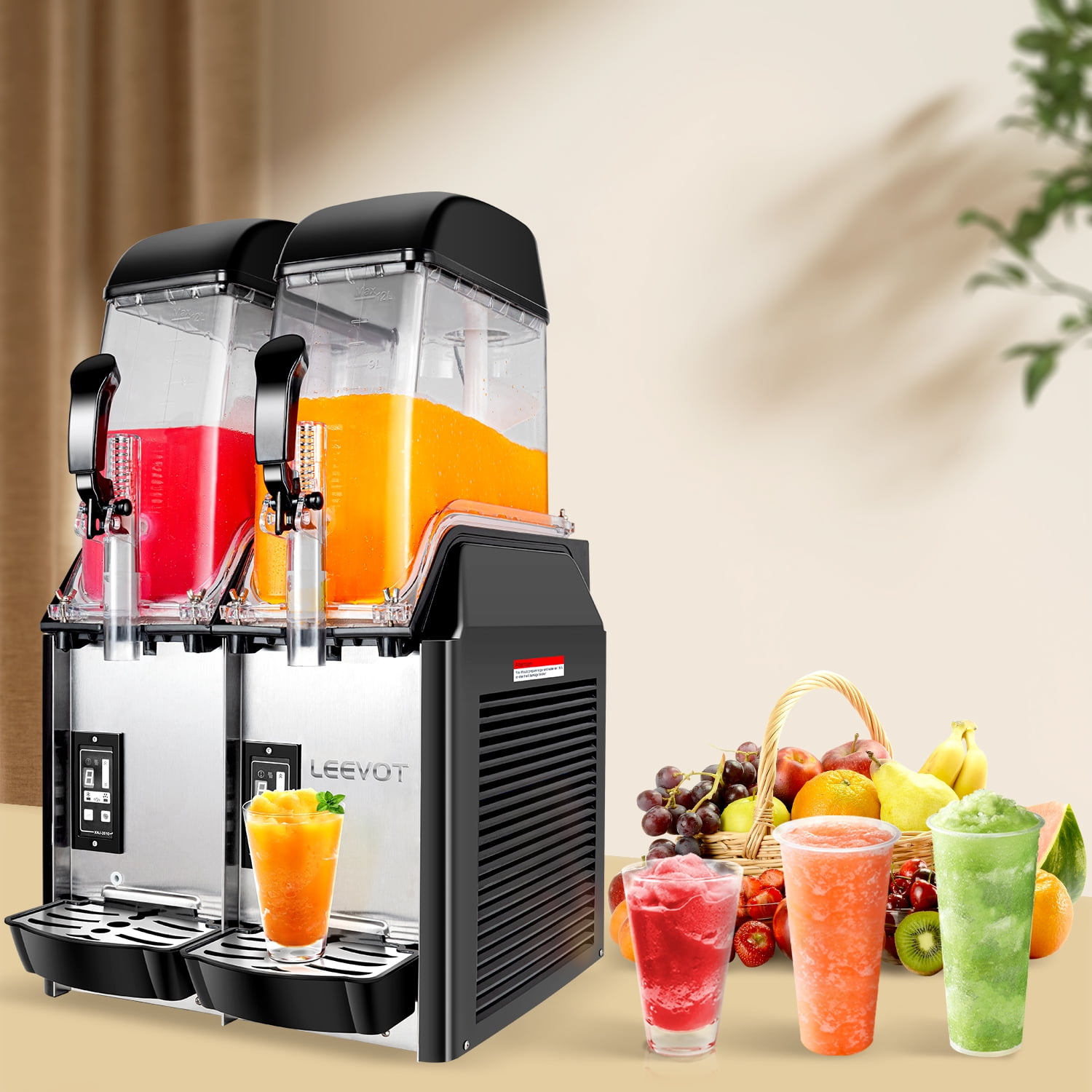 LEEVOT Commercial Slushy Machine 24L Slush Smoothies Maker slushy machine maker