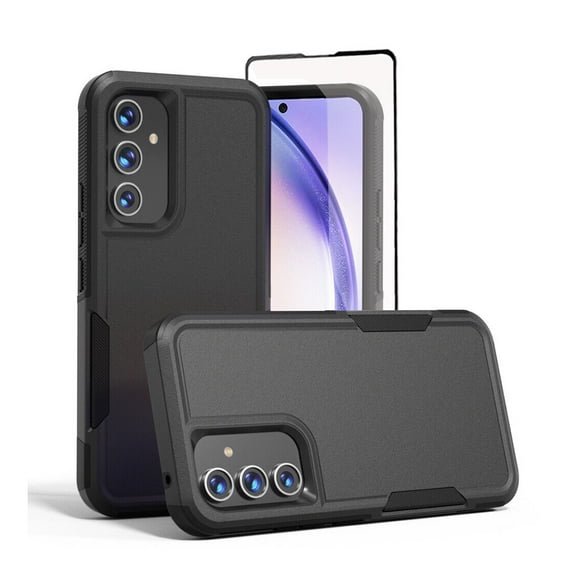 TASHHAR Samsung Galaxy A54 5G Case with Screen Protector Military Grade Double Layer Drop Resistant Durable for Galaxy A54 5G Phone - Black