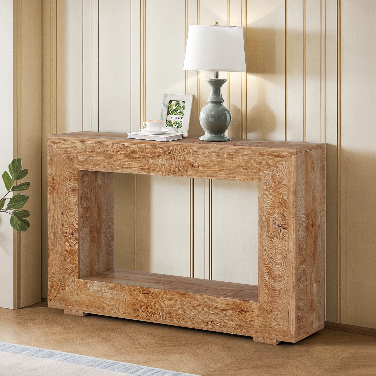 Demi Bonn 47" Farmhouse Console Table, Modern Living Room Sofa Table with Storage, Contemporary Entryway Hall Table, Foyer Display Table, Brown