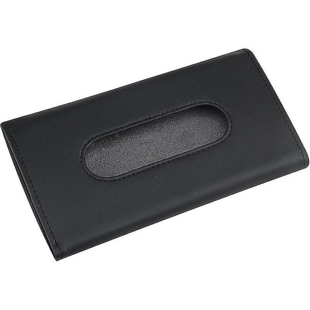 Paquete de 1 servilletero para visera de coche, de piel sintética, para visera y respaldo (negro)