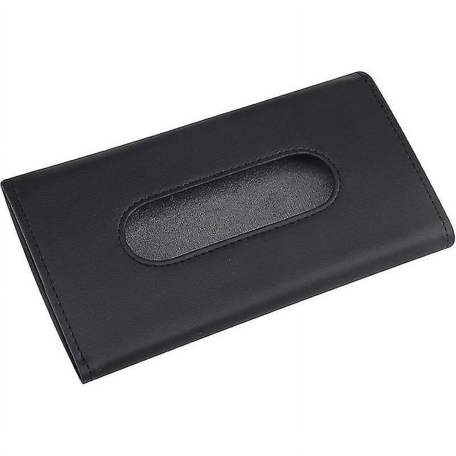 Paquete de 1 servilletero para visera de coche, de piel sintética, para visera y respaldo (negro)