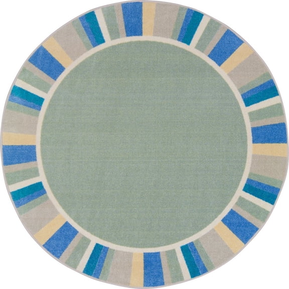 Joy Carpets Kid Essentials Off the Cuff 7'7" Round Area Rug in Color Sage